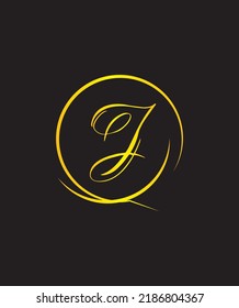 A luxury calligraphy combine and special compositions letter type J vector logo template