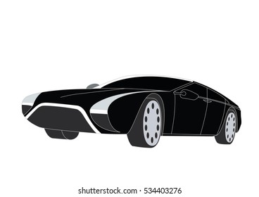 Luxury car black vector illustration isolated