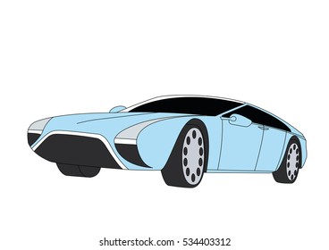 Luxury car blue vector illustration isolated