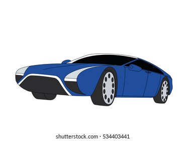 Luxury car blue vector illustration isolated