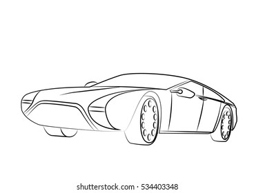 Luxury car contour vector illustration isolated no background