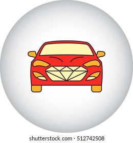 Luxury car front flat sign symbol icon on background