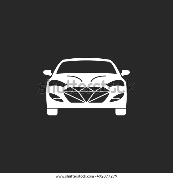 Luxury car front sign silhouette symbol icon\
on background