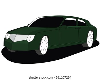Luxury car green realistic vector illustration isolated