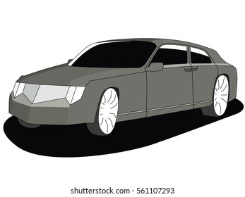 Luxury car grey realistic vector illustration isolated