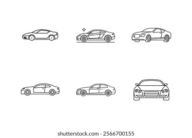 luxury car icon line art vector illustration