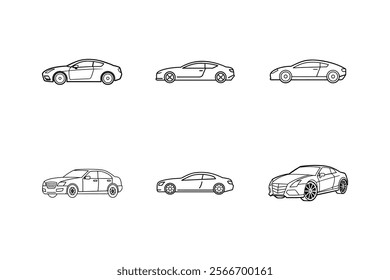 luxury car icon line art vector illustration