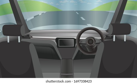 Luxury car interior driver view shield