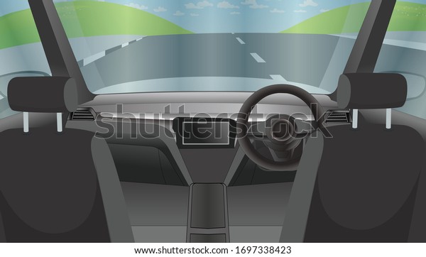 Luxury car interior\
driver view shield