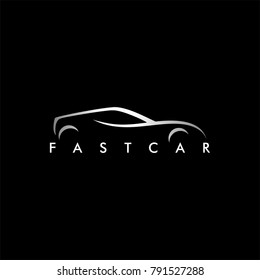 Luxury Car Logo Template. Premium Silhouette Car Vector Illustration