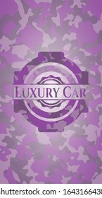 Luxury Car pink on camo pattern. Vector Illustration. Detailed.
