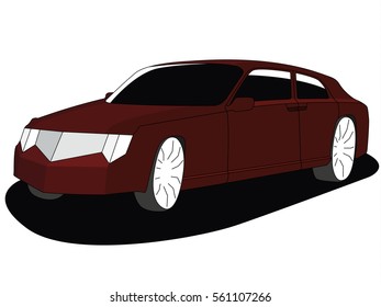 Luxury car red realistic vector illustration isolated