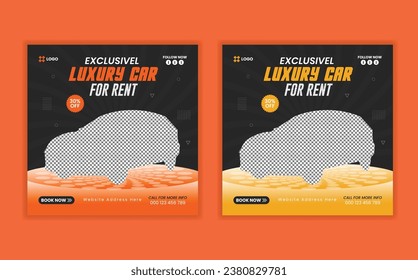 Luxury car rent brand promotion social media post template, Car rental social media post template design