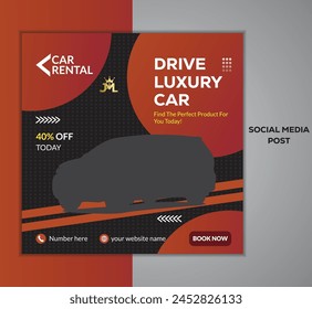 Luxury Car rental promotion social media post banner template design