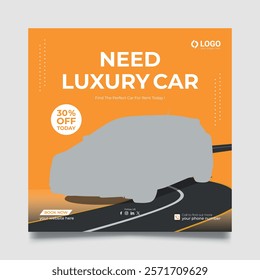 Luxury car rental or sale promotional social media post and Instagram banner template