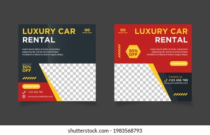 Luxury car rental social media, car rent social media post and flyer