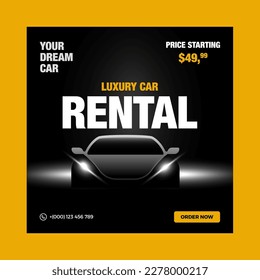 Luxury car Rental social media post advertising banner template