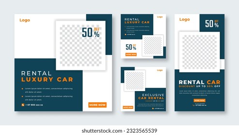 Luxury Car Rental Social Media Post for Online Marketing Promotion Banner, Story and Web Internet Ads Flyer