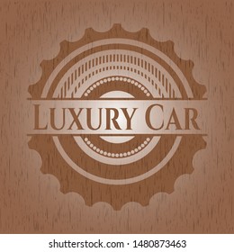 Luxury Car retro wooden emblem. Vector Illustration.