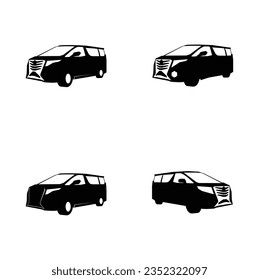 luxury car set vector, silhouette illustration