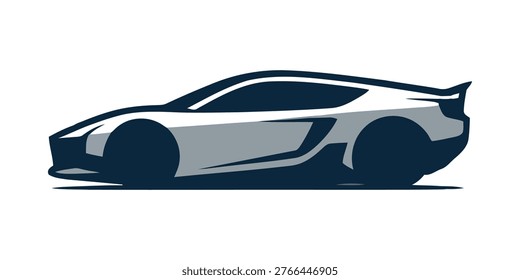Luxury Car Silhouette Vector, Premium Sports Vehicle Black Icon, Modern Automotive Design on White Background
