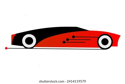 Diseño de vectores de coche de lujo con combinación de colores rojo y negro.
