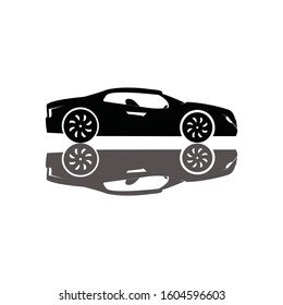 Luxury car vector isolated on white. Sport car icon silhouette with shadow 