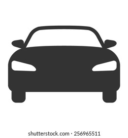 Luxury car / vehicle sedan or performance car front view flat vector icon for apps and websites