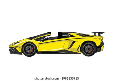 luxury car yellow in vector