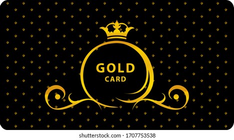 Luxury card. A Golden carriage with a crown on a black background. Discount card. Vector logotype isolated on white background.
