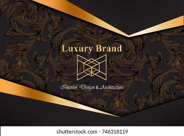 Luxury card with ornaments Vector. Beautiful illustration for brand book, business card or poster. Dark background. Place for texts