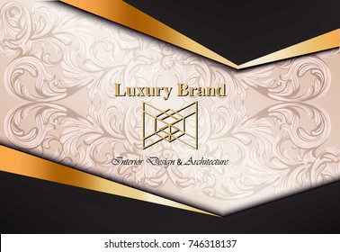 Luxury card with ornaments Vector. Beautiful illustration for brand book, business card or poster. Pink background. Place for texts