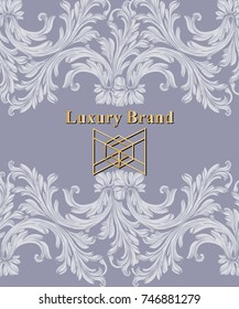 Luxury card with ornaments Vector. Beautiful illustration for brand book, business card or poster. Blue background. Place for texts