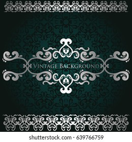 Luxury card with vintage frame and decorative borders. Retro design     