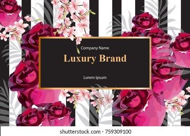 Luxury card with watercolor rose flowers Vector. Abstract composition modern designs background