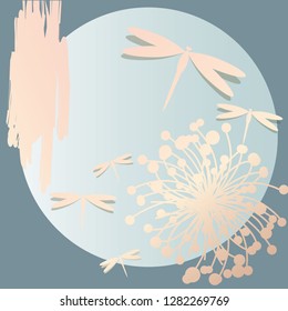 Luxury cards with dragonfly. Vector.