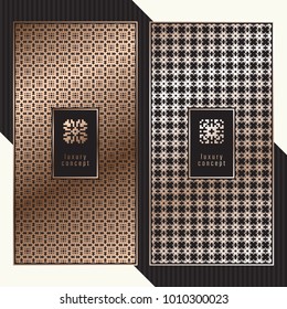 Luxury cards. Vector menu concept. Premium packaging design with logo.