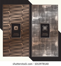 Luxury cards. Vector menu concept. Premium packaging design with logo. Halftone backgrounds.