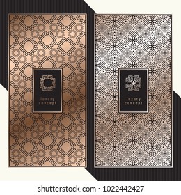 Luxury cards. Vector menu concept with meander pattern. Premium packaging design with greek logo.