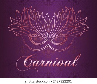 Luxury carnival mask on lace background. Mardi Gras banner, poster, vector