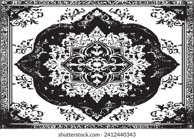 luxury carpet black traced texture on white background, vector illustration background texture