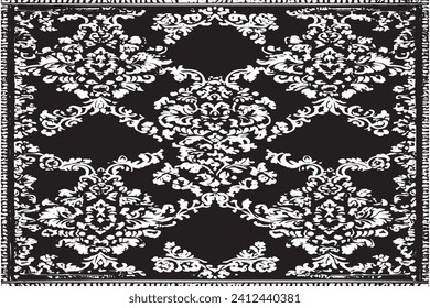 luxury carpet black traced texture on white background, vector illustration background texture