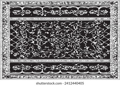 luxury carpet black traced texture on white background, vector illustration background texture