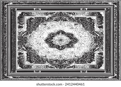 luxury carpet black traced texture on white background, vector illustration background texture