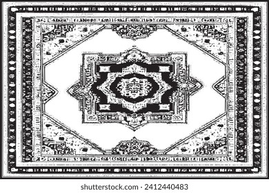 luxury carpet black traced texture on white background, vector illustration background texture