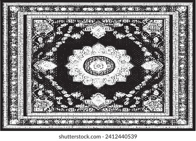 luxury carpet black traced texture on white background, vector illustration background texture