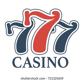 Luxury casino 777 isolated minimalistic promotional cartoon emblem