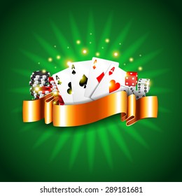 Luxury casino background with cards photo realistic vector