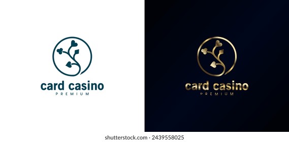 Luxury casino playing card flower logo with creative line style