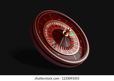 Luxury casino roulette wheel isolated on black background. 3d realistic vector illustration. Online casino roulette gambling concept design
